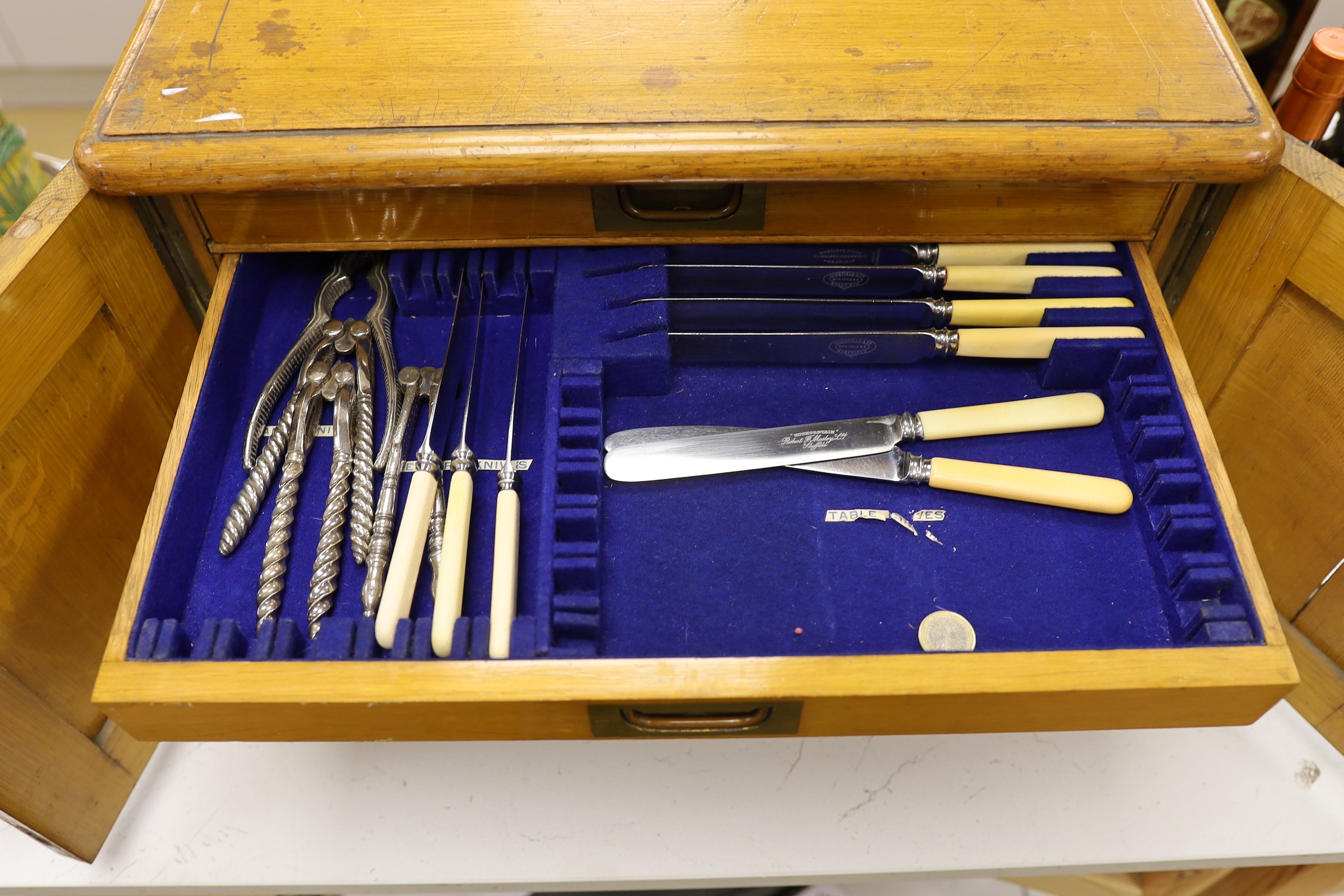 A Walker & Hall canteen of cutlery with bone insets